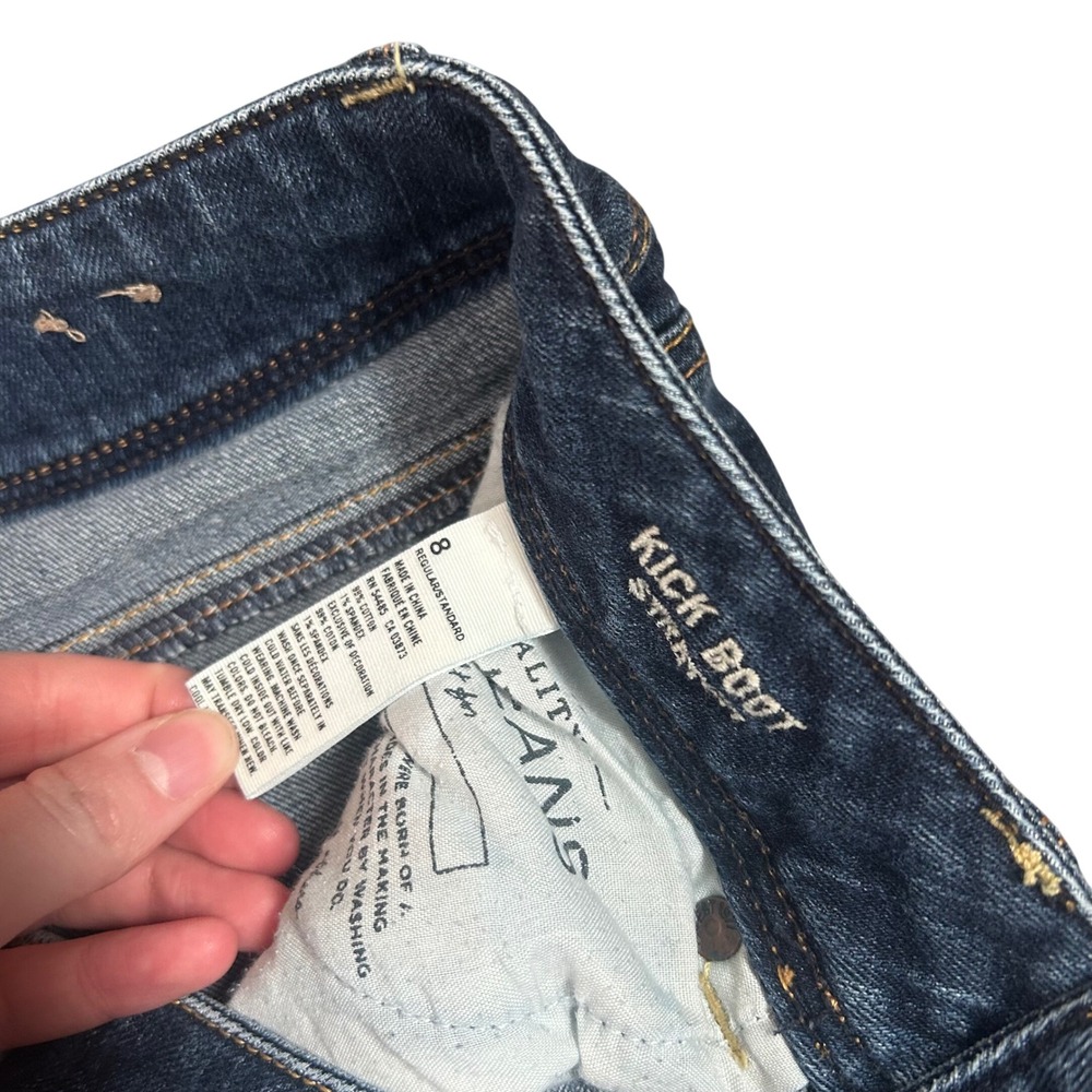 American Eagle Kick Boot Jeans Womens 8 Regular Low Rise Dark Wash - Picture 4 of 7